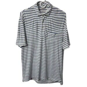 Peter Millar Golf Polo Shirt Men's Small White Stripes Cotton Summer